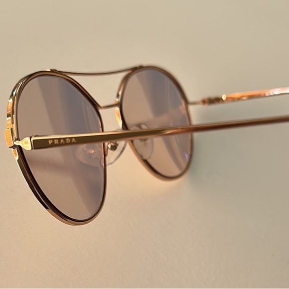 PRADA Rose Gold Round Aviator lightly tint sunglasses indoor/Outdoor unisex NWT - Picture 13 of 16
